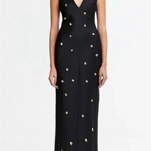 Acler Black Maxi Dress with Gold Details